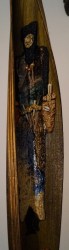PEINTURE SUR FEUILLE DE COCO SUR SOCLE EN PAVE 010